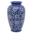 thumbnail image 2 of 14" White Flowers on Blue Tung Chi Vase, 2 of 7