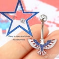 thumbnail image 3 of OUFER American Flag Belly Button Rings, USA Navel Rings, 14G 316L Surgical Steel Belly Rings, Navel Piercing Jewelry, Curved Barbell-Silver Eagle, 3 of 6
