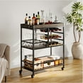 thumbnail image 2 of Bar Cart for The Home, 3 Tier Rolling Serving Cart on Lockable Wheels, Beverage cart with Removable Top Tray, Gray, 2 of 7