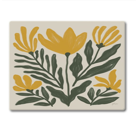 CounterArt "Yellow Petals" Glass Cutting Board 10" by 8"