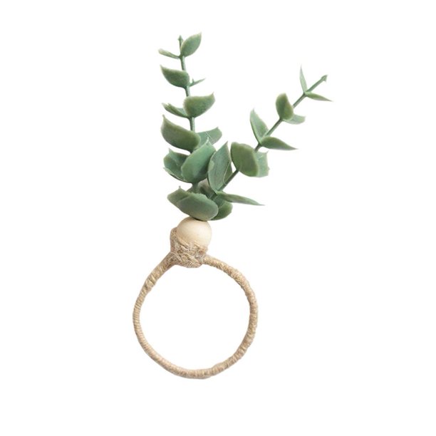 CAIROYAR Servilleteros rústicos de granja Servilleteros de madera de eucalipto con hojas verdes Boho βх