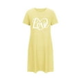 thumbnail image 4 of Sakmal Loose Moomoo Womens Nightgown Lightweight Yellow Breathable House Dress Short Sleeve Love Print Short Crew Neck Nightgowns S-2XL, 4 of 5
