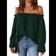 thumbnail image 2 of Blusa Informal Holgada de con Hombros Descubiertos y Volantes de Larga para Mujer. Verde M, 2 of 8