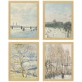thumbnail image 2 of PixonSign Framed Wall Art Autumn Winter Countryside Lake Forest Posters, Set of 4 Multicolor Pastel Cityscape Canvas Prints, Classic Vintage Wall Décor for Home Decor - 11"x14" Natural, 2 of 5