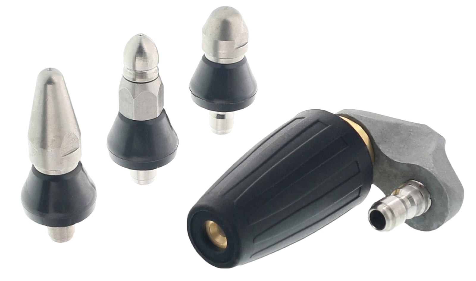Erie Tools 4pc Sewer Jetter Nozzle Kit fits 4000 PSI 1/4" Quick Connect