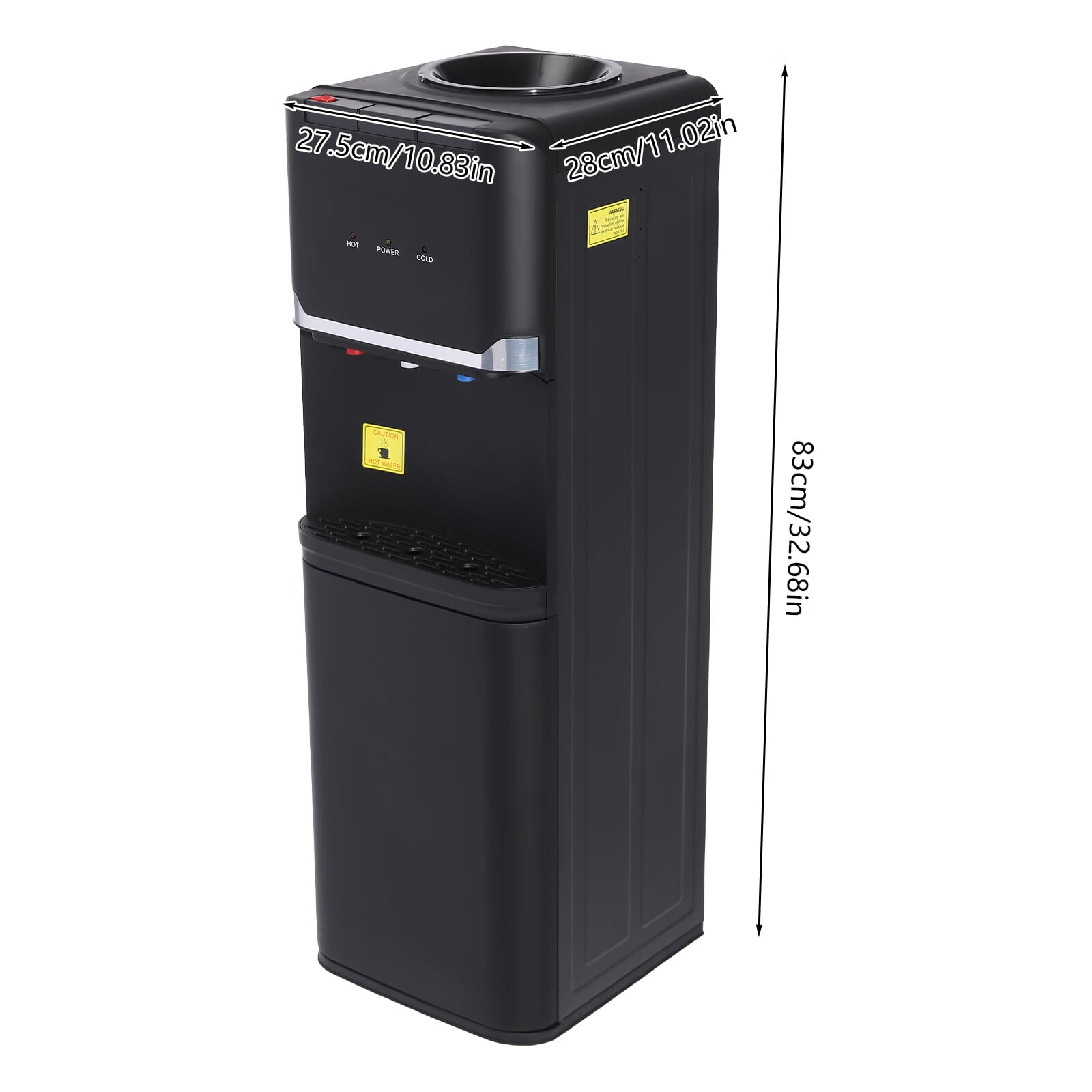 Aiqidi 550W Top Loading Water Dispenser 5 Gallon Vertical Cold and Hot Water Dispenser Home Office Dorm Anti-Scalding Design Water Dispenser with Storage Cabinet 32.68" High (Black)