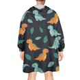 thumbnail image 2 of Wearable Oversized Blanket,Black Dinosaurs Leaves Pattern Wearable Blanket Hoodie for Adults,Cozy Hooded Blankets with Super Pockets,Super Warm Fuzzy Pullover for Women & Men, 2 of 6