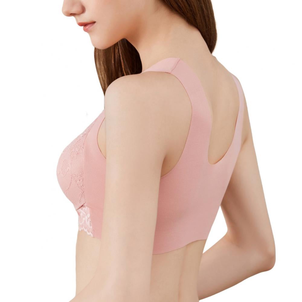 M-8XL Women Floral Lace Bralette Padded Wireless Bra Wide Shoulder Push Up Plus  Size Demi Bra 