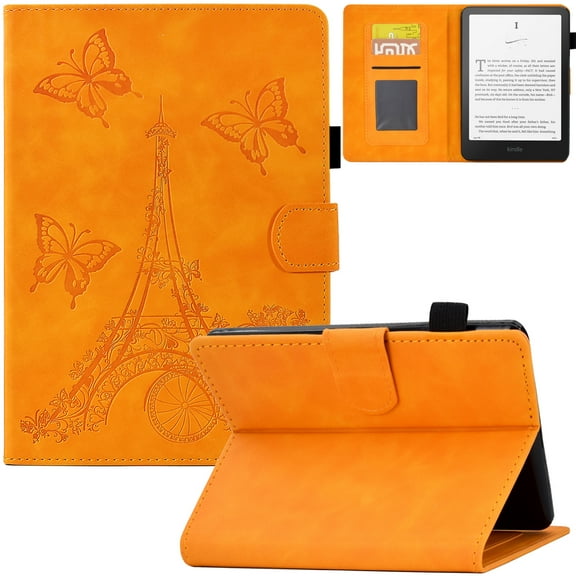 Artyond Case for All-New 7" Kindle Paperwhite 12th Generation 2024 and Kindle Colorsoft Signature Edition (2024 Release), PU Leather Card Slots Foldable Case with Auto Sleep/Wake Feature, Orange