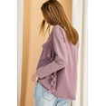 thumbnail image 4 of Long Sleeve Ruffled Detailing Oil Washed Knit Tunic - Faded Olive, M, 4 of 8