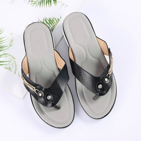 

Aayomet House Slippers for Women Buckle Women s Women s Slope Summer Metal Heel Women s Casual Beach Sandals Women s slipper Black 9.5