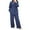 Dark Blue, variant on UVEASISHA Cotton Linen Sets for Women Plus Size Loose Comfy Lounge Set Long Sleeve Button Down Shirts and Wide Leg Pants Matching Loungewear Sets Red XXXXXL