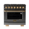 thumbnail image 6 of Gemstone 36 in. 5.2 cu Natural Gas Range in Titanium SS + Wall Mount Range Hood, 6 of 14