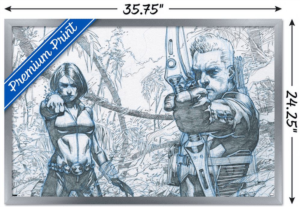 Marvel Comics - Hawkeye and Black Widow - Pencils Wall Poster, 22.375" x 34", Framed
