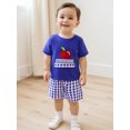 thumbnail image 6 of BemeyourBBs Toddler Baby Boy Back to School Outfit Baby First Day of School Kindergarten Outfit Baby Boy Summer Clothes Apple Embroidery Short Sleeve T Shirt and Plaid Shorts 2 Pcs Set, 6 of 9