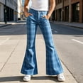 thumbnail image 2 of Glisme Teen Girls Trousers Plaid Zip Front With Pockets Autumn Casual Girls Flare Leg Pants Size 7-8 Years, 2 of 5
