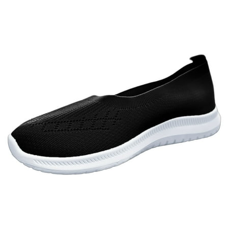 OJSFQUFP Womens Fashion Sneakers Ladies Flyweaving Mesh Sports Casual Socks Shoes Breathable Plus Size Lightweight Running Shoes Sneakers Casual Shoes Womens Loafers Comfortable Dressy Black 37