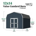 thumbnail image 4 of Little Cottage Co. 12x14 Value Gambrel Barn with 6 ft. Sidewalls with Floor, Outdoor Wood Storage Shed Do-It-Yourself Precut Kit, 4 of 14