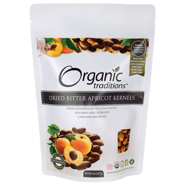 Organic Traditions Organic Dried Bitter Apricot Kernels 8 oz Pkg