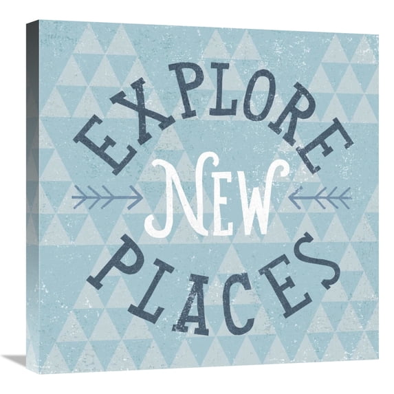 Global Gallery's 'Mod Triangles Explore New Places Blue' By Michael Mullan Stretched Canvas Wall Art