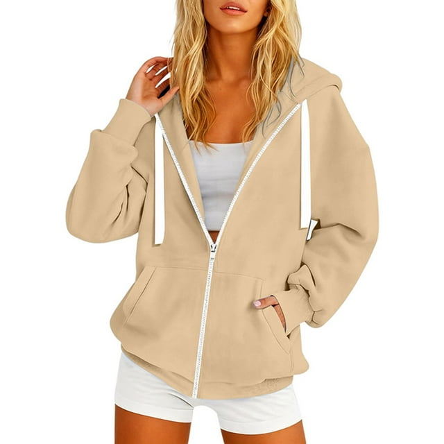 Sweat à Capuche Léger et Décontracté pour Femmes avec Poche Zippée pour Usage Quotidien en Automne et Saisons