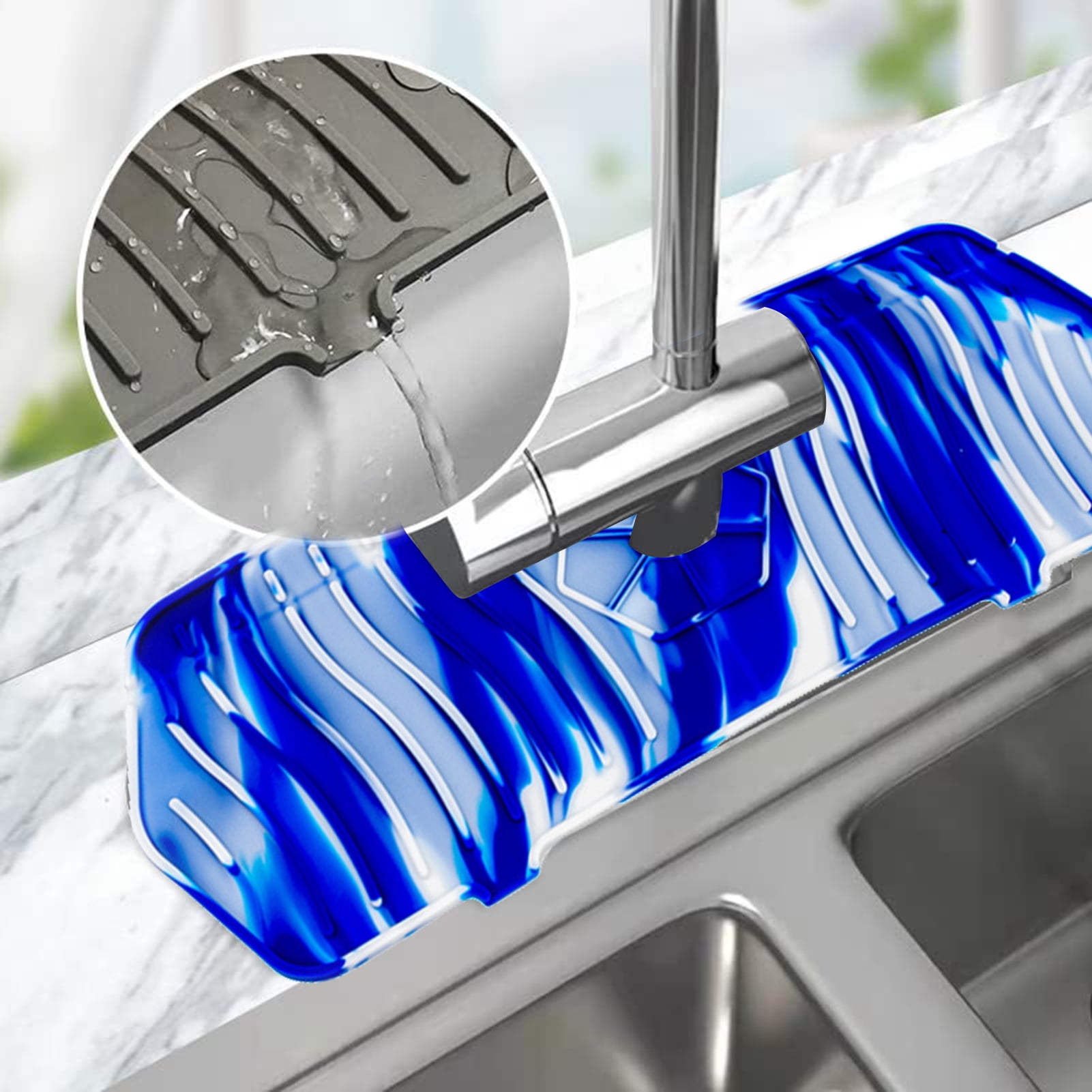 Waroomhouse Faucet Mat Reusable Quick Drainage Washable Daily Use Sink