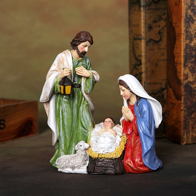 Adornos de Navidad Xihbxyly Nacimiento de Jesús Caballo Comedero Grupo Decoraciones para El Hogar Resina