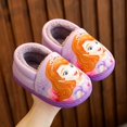 thumbnail image 1 of Disney Princess Elsa Winter Children's Heel Cotton Slippers Girls' Warm Frozen Kids' Cotton Black Purple Flats Shoes Size 24-40, 1 of 4
