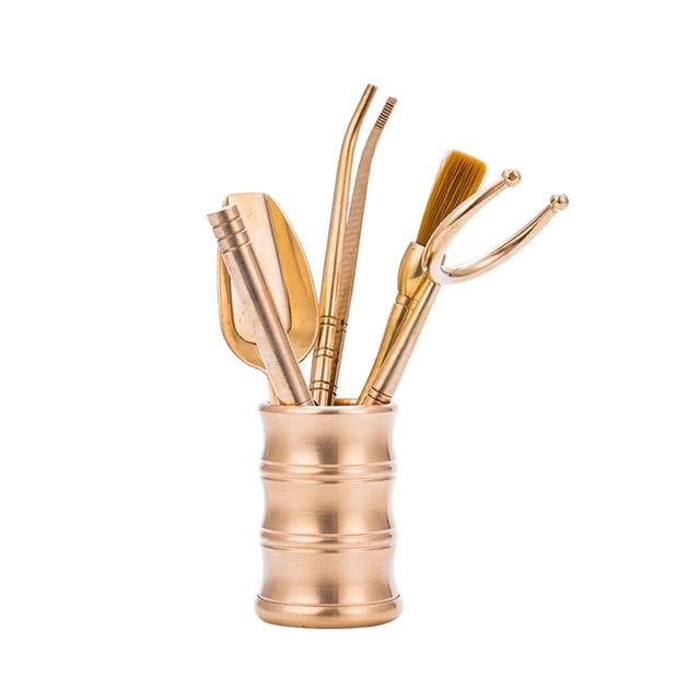 6 in 1 Tea Making Tool Kit 3 Section Bamboo Shape Chinese Kung Fu Tea Set Kitchen Accessories (Tea Bucket/Tea Knife/Bucket Pen/Tea Fork/Tea Clip/Tea Spoon)