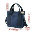 thumbnail image 3 of Bolso de mano para mujer, de lona, de gran capacidad, con múltiples bolsillos y cremallera, bandolera, estilo nicho, color azul oscuro., 3 of 7