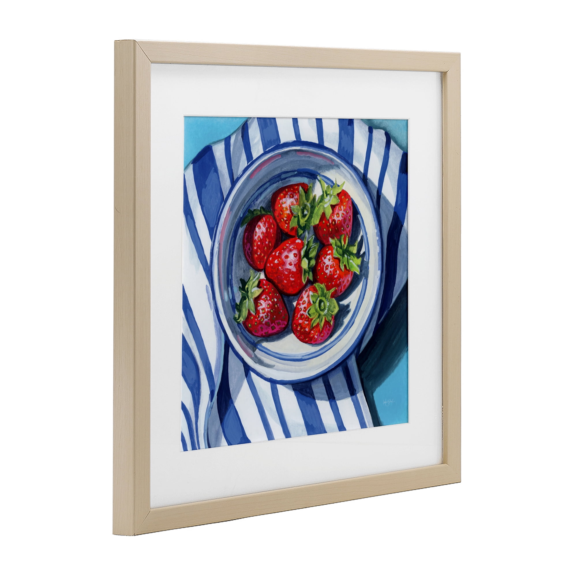 Stupell Industries Fresh Picked Kitchen Strawberries Birch Framed Print Under Glass, design by Kate Jarvik Birch