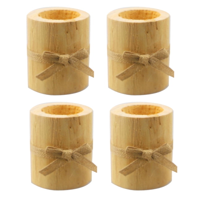Tenedor de madera de estilo retro para velas de pilares Decoración creativa Ornamentos para el hogar Candlesticks Pedestal Desktop 4 piezas Noticed HA012314-00