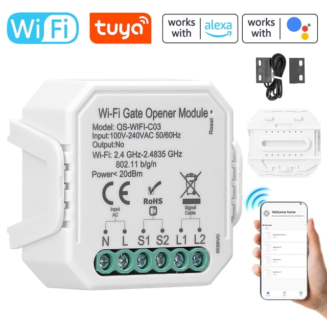 WiFi Garage Door Opener Controller Mobilephone Remotely APP Control Compatible with Home for Voice Control