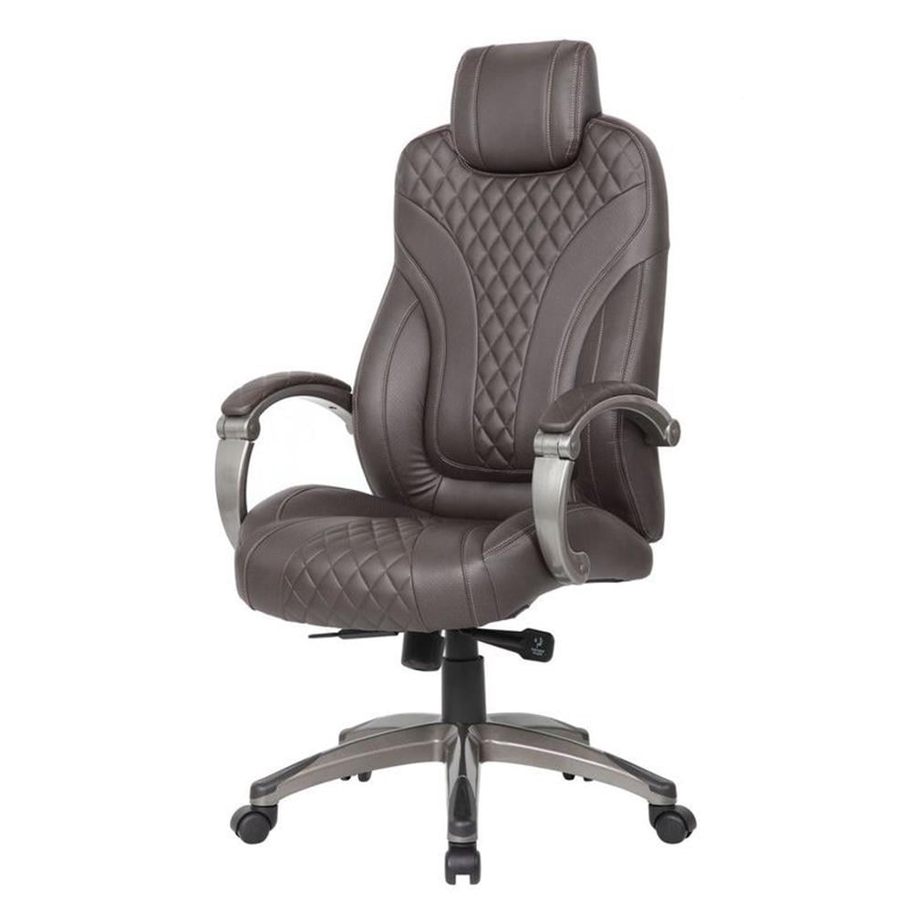 Boss Office Products Executive Hinged Arm Chair with Casters, Brown