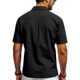 thumbnail image 4 of Men's Linen Short Sleeve Button Down Shirt, Casual Lapel Collar Double Chest Pockets Summer Beach Work Shirts for Men, S-3XL, 4 of 7