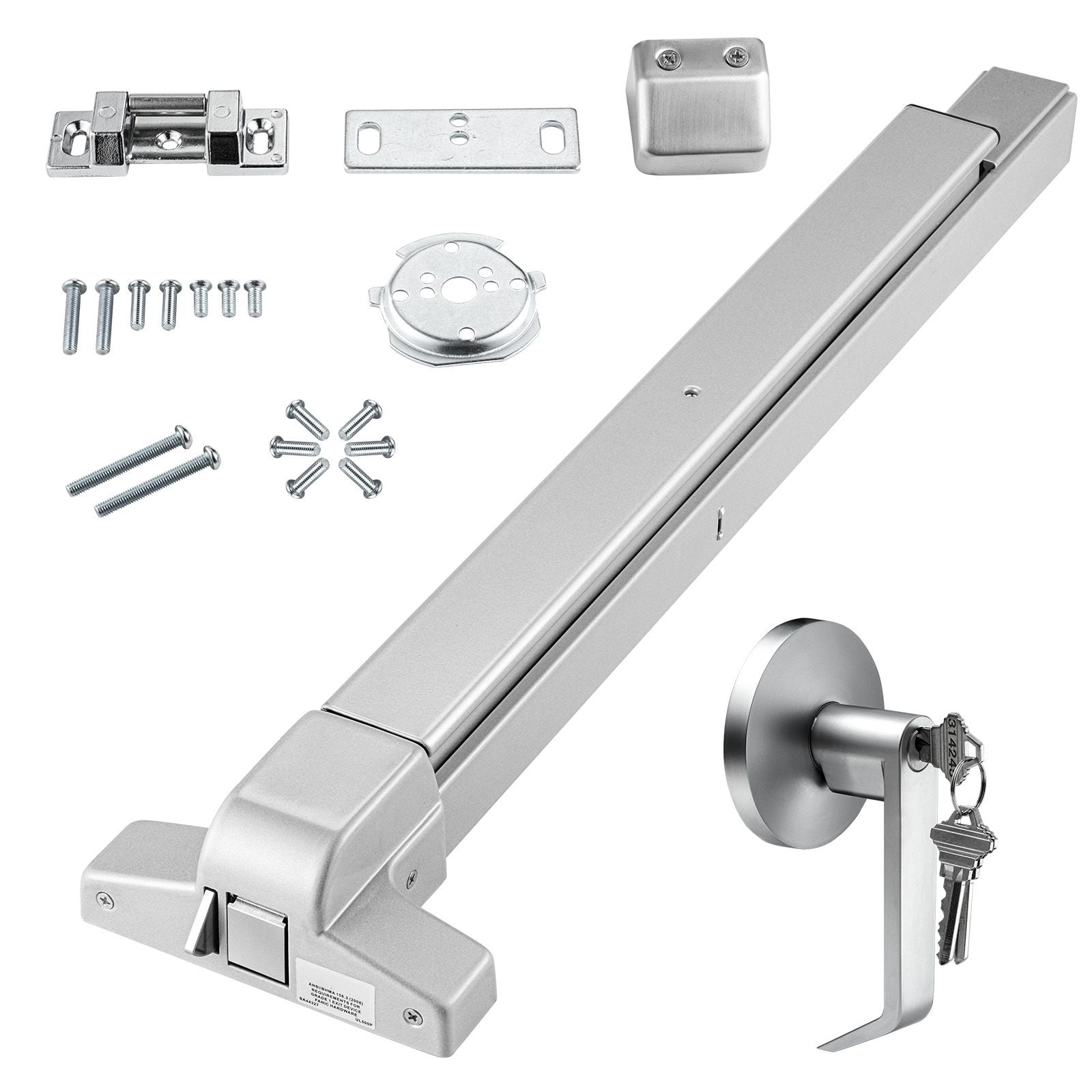 Heavy-Duty Push Bar Panic Exit Device with Carbon Steel, 27.5" Length, for Wood/Metal Emergency Doors