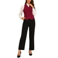 thumbnail image 2 of INSPIRE CHIC Women's Waistcoat Notched Lapel V Neck Double Breasted Sleeveless Suit Vests L Burgundy, 2 of 6