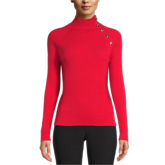 Anne Klein chandail-Over Côtelé pour Femmes, Rouge, Petit