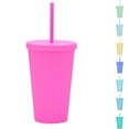 thumbnail image 3 of Double Plastic Straw Cup Candy Color Rubber Paint Coffee Cup Summer Large Capacity Water Cup Frosted Handy Water Cup, 3 of 3