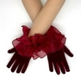 thumbnail image 3 of Lace Ruffle Short Gloves Velvet Hand Gloves For Wedding Receptions And Dinner Event Women Fashion Accessories for Party, 3 of 13