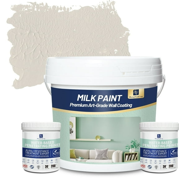 ShangTianFeng Apricot Gray Interior Paint & Primer Kit, 1-Gallon, Premium Eggshell Finish, Stain-Resistant Coating for Living Room, Kitchen, Office & Home Renovation, DIY-Friendly