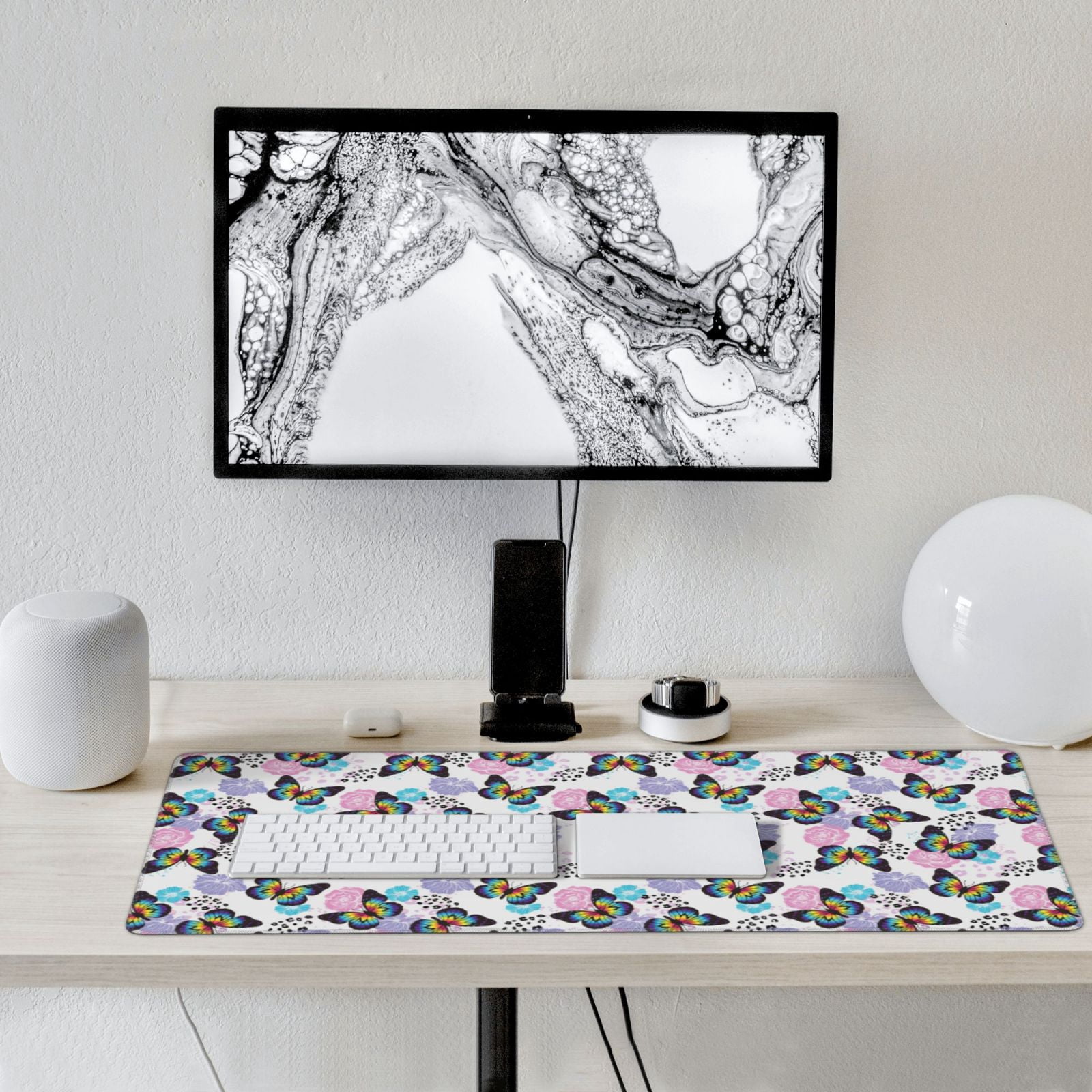 Xecao Bright Butterflies1 Print Large Mouse Pad, 16x35.5in Mousepad, Professional Non-Slip Rubber Base Big Mouse Pad, Mouse Pad for Gaming & Office Full Desk Mouse Pad