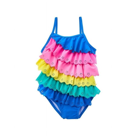 Flapdoodles girls Colorblocked Ruffle One-Piece, 6