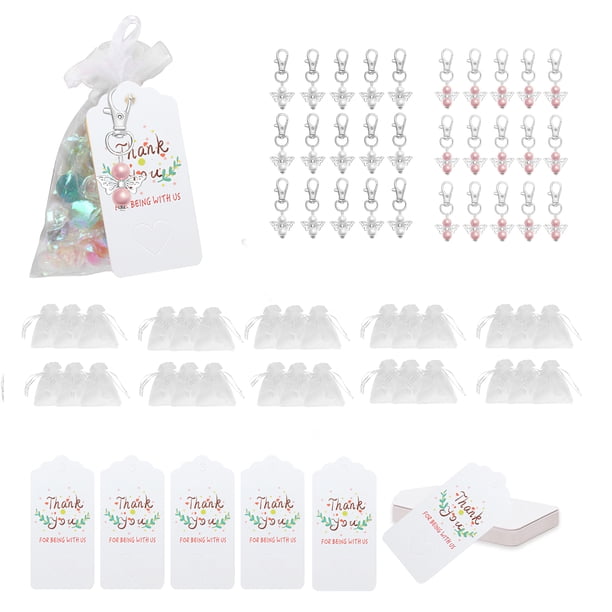 Colgantes De Ángel Guardián, Llavero De Ángel, Colgantes De Alas De Ángel De Perlas, Etiquetas Kraft, Llaveros De Amuleto De La Suerte De Ángel Para Regalos De Agradecimiento 30 Juegos Minnieouse HA019944-00