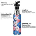 thumbnail image 3 of Yayeee 20oz Double Wall Stainless Steel Water Bottle with Flip Straw, Pink Flowers Pattern, 3 of 7