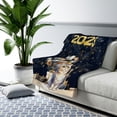 thumbnail image 3 of Happy New Year British Shorthair Welcome 2025 Balloon Firework Party Cozy Sherpa Blanket Cat Lover Kitten Owner Gifts Warm Soft Throw Blanket - 01014, 3 of 5