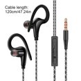 thumbnail image 3 of Seitruly Auriculares deportivos de 3,5mm con gancho para la oreja, auriculares estéreo impermeables para correr, auriculares portátiles para juegos con Cables de audio/vídeo Negro, 3 of 8