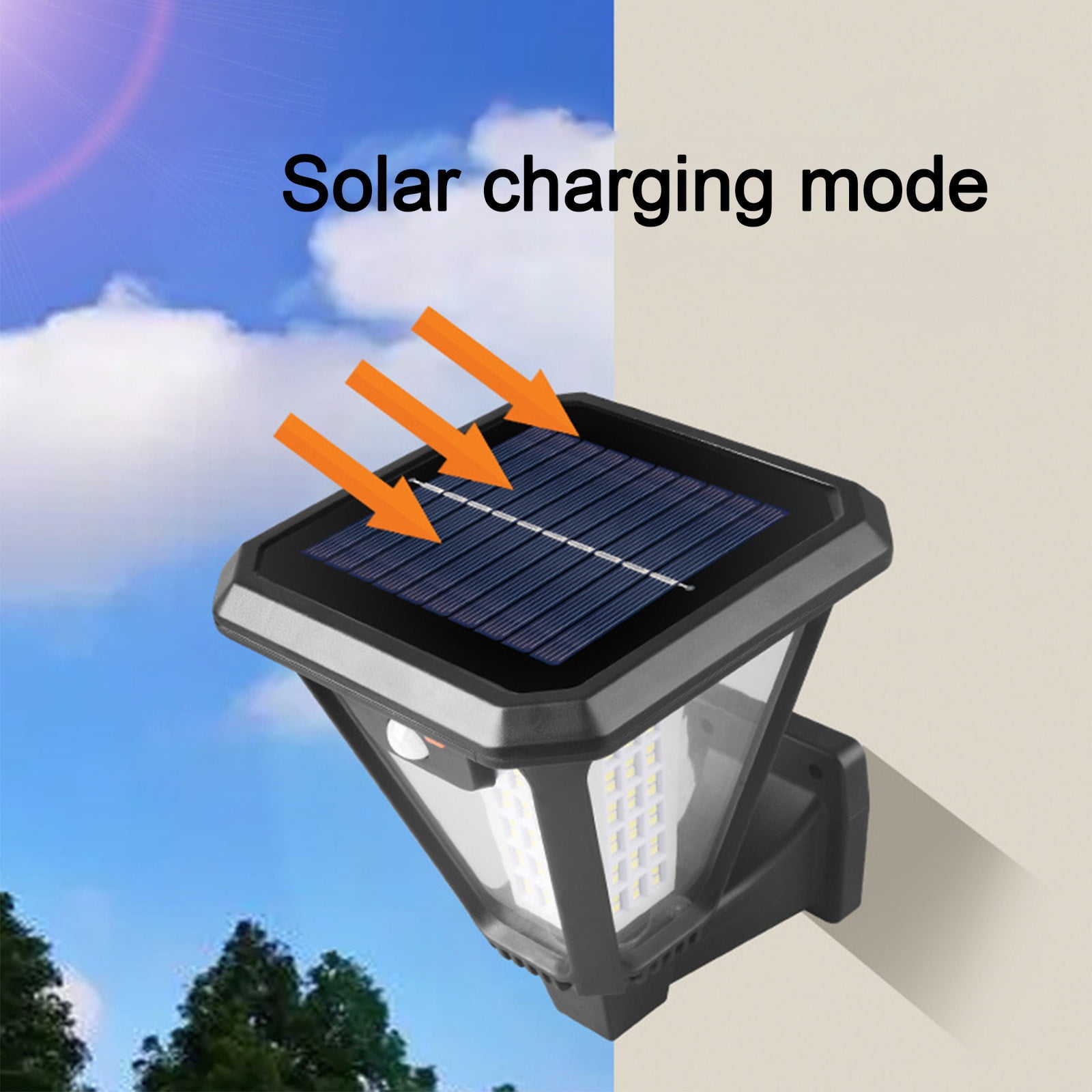 Solar Sensor Lights Outdoor Motion Detection Wall Mounted Concise Front Porch Decorative Sconces Remote Control 3 Lighting Modes