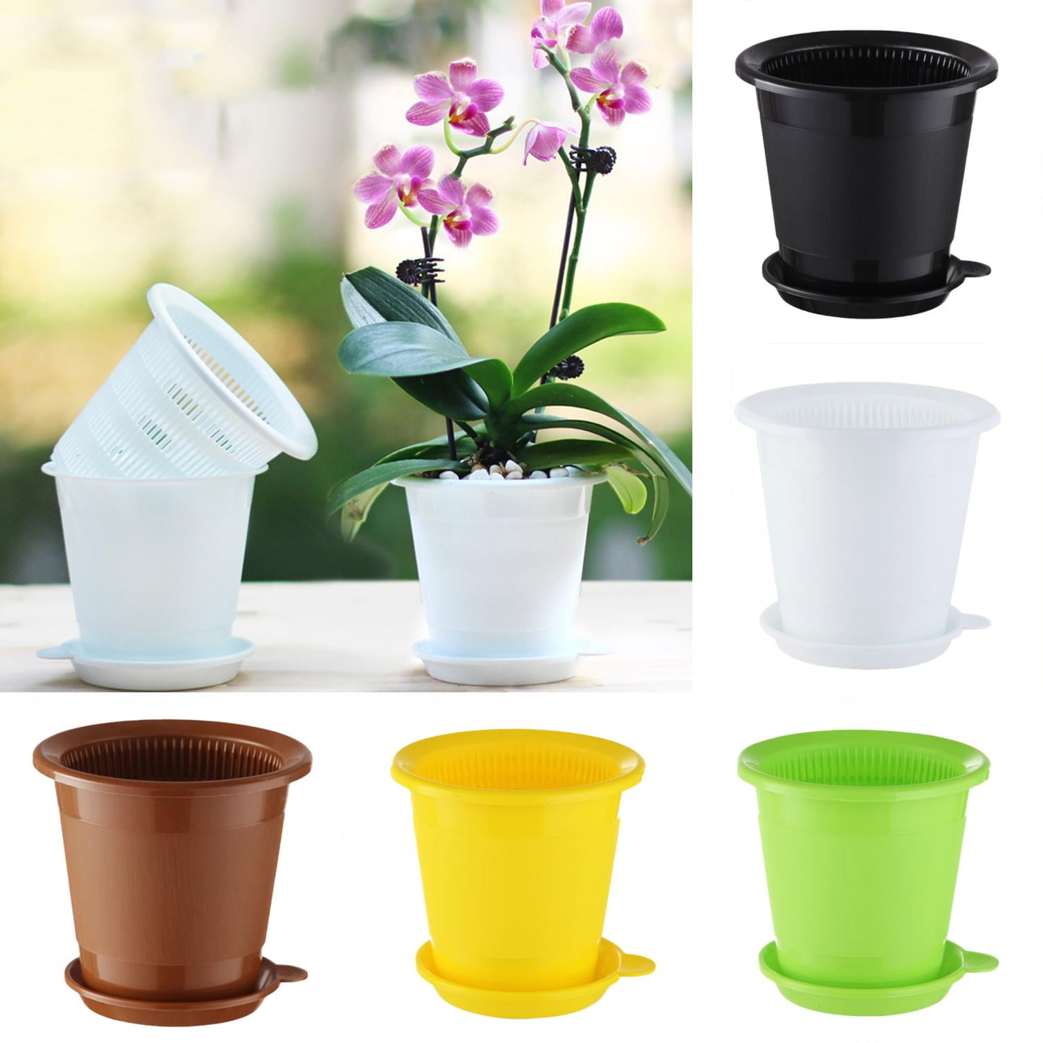 Limei Plastic Orchid Pots with Holes,Decorative Planter Pots for Indoor Outdoor Flower Plants