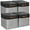 Black&Grey, variant on Tegance 13x13 Storage Cubes Baskets 4 Pack Fabric Cube Storage Bins Large Storage Baskets with Leather Handles,Decorative Storage Boxes for Organizing Shelves(WhiteBlue)